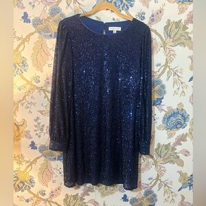 She + Sky Midnight Blue Sequin Christmas Party Dress